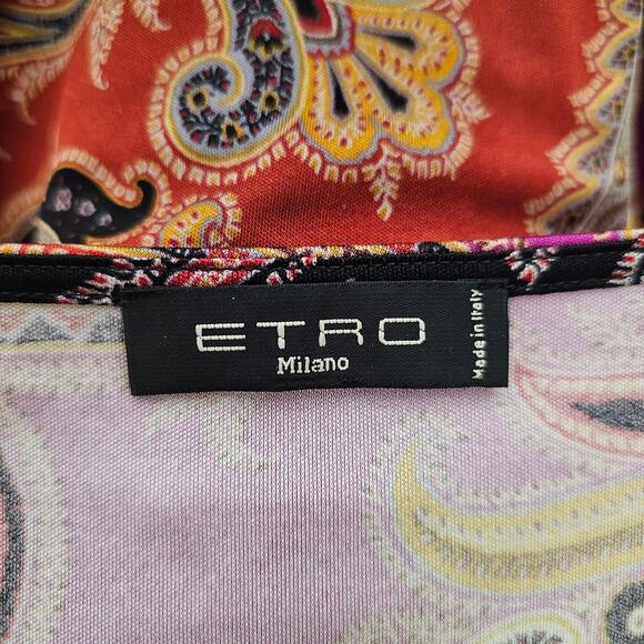ETRO Women's Multicolored Paisley 100% Silk Bohemian Top Sz M (Approx) - Picture 4 of 16